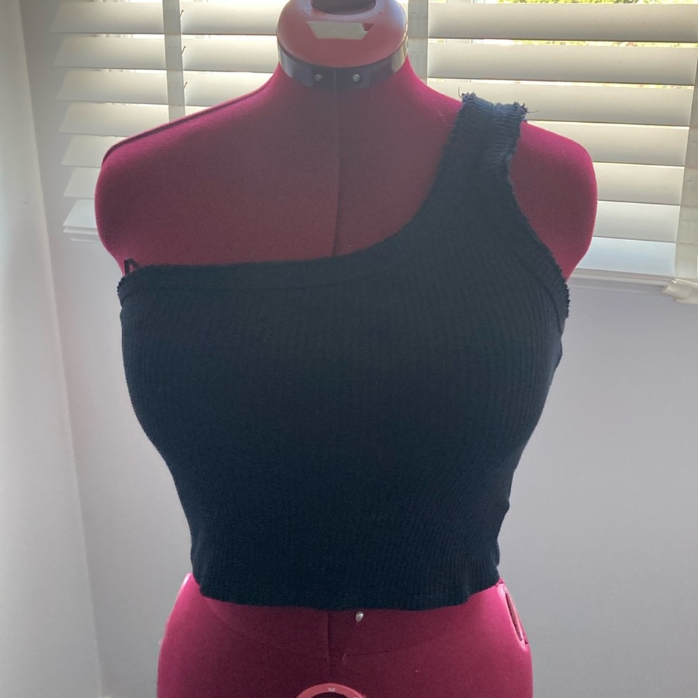 Urban Outfitters Black Off Shoulder Crop Top, Sz L
